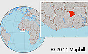 Gray Location Map of Bouna, within the entire country
