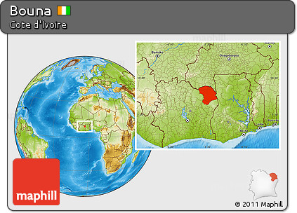 Physical Location Map of Bouna