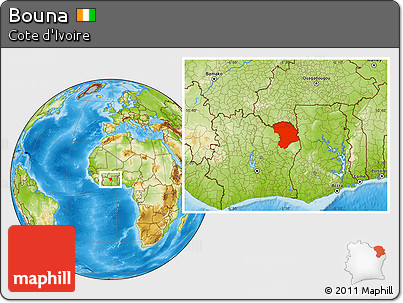 Physical Location Map of Bouna