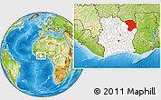 Physical Location Map of Bouna, highlighted country, within the entire country
