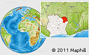 Physical Location Map of Bouna, highlighted country