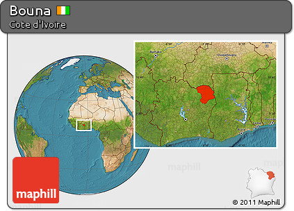 Satellite Location Map of Bouna