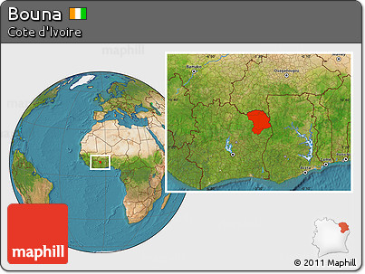 Satellite Location Map of Bouna