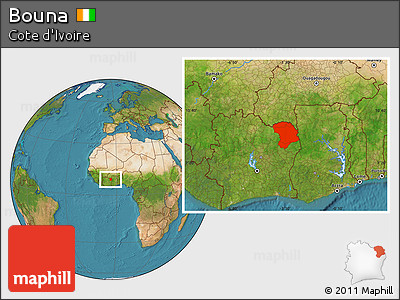 Satellite Location Map of Bouna