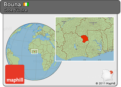 Savanna Style Location Map of Bouna