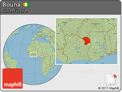 Savanna Style Location Map of Bouna