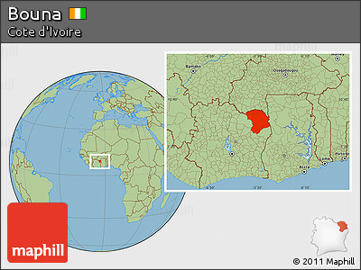 Savanna Style Location Map of Bouna