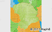 Physical Map of Bouna, political shades outside