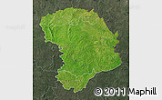 Satellite Map of Bouna, darken, semi-desaturated