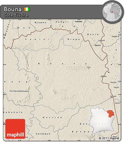 Shaded Relief Map of Bouna