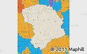 Shaded Relief Map of Bouna, political outside