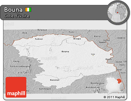 Gray Panoramic Map of Bouna