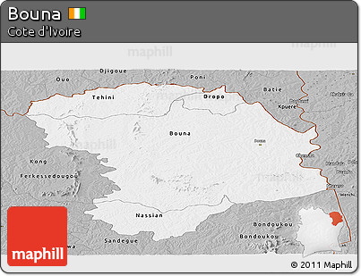 Gray Panoramic Map of Bouna