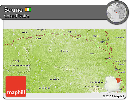Physical Panoramic Map of Bouna