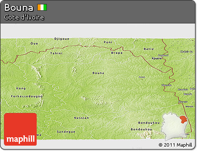 Physical Panoramic Map of Bouna