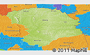 Physical Panoramic Map of Bouna, political outside