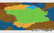 Political Panoramic Map of Bouna, darken