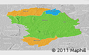Political Panoramic Map of Bouna, lighten, desaturated
