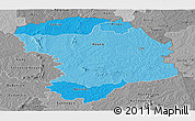 Political Shades Panoramic Map of Bouna, desaturated