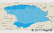 Political Shades Panoramic Map of Bouna, shaded relief outside