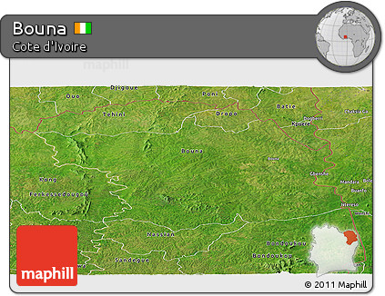 Satellite Panoramic Map of Bouna