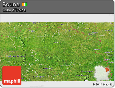 Satellite Panoramic Map of Bouna