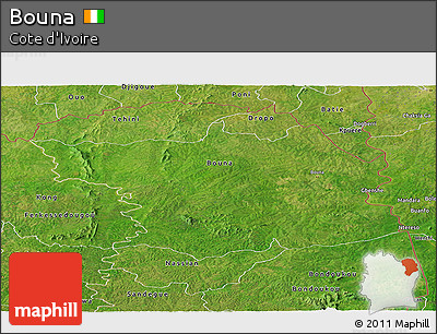 Satellite Panoramic Map of Bouna