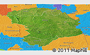 Satellite Panoramic Map of Bouna, political outside