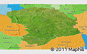 Satellite Panoramic Map of Bouna, political shades outside