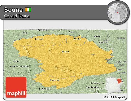 Savanna Style Panoramic Map of Bouna
