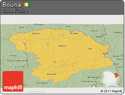 Savanna Style Panoramic Map of Bouna