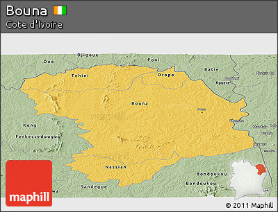 Savanna Style Panoramic Map of Bouna