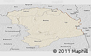 Shaded Relief Panoramic Map of Bouna, desaturated