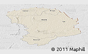 Shaded Relief Panoramic Map of Bouna, lighten, desaturated