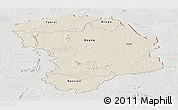 Shaded Relief Panoramic Map of Bouna, lighten, semi-desaturated