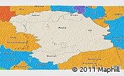 Shaded Relief Panoramic Map of Bouna, political outside