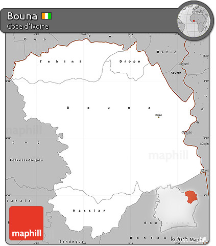 Gray Simple Map of Bouna