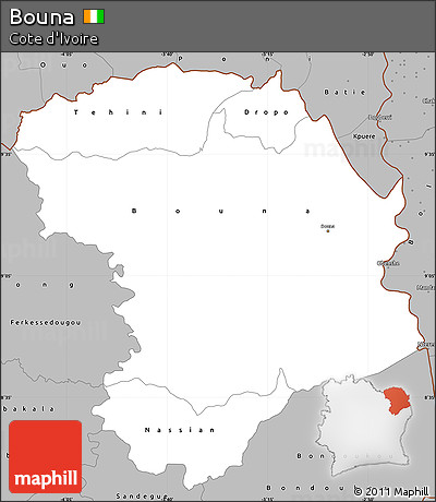 Gray Simple Map of Bouna
