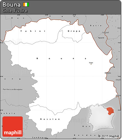 Gray Simple Map of Bouna