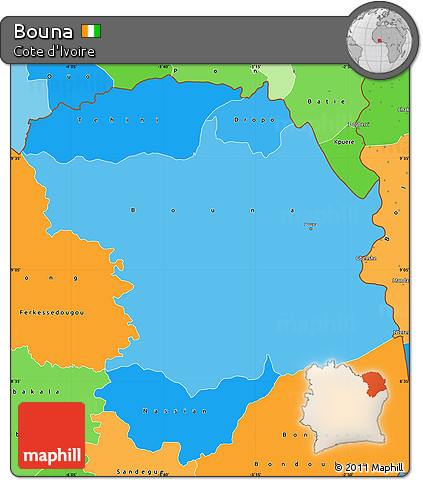 Political Shades Simple Map of Bouna