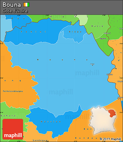 Political Shades Simple Map of Bouna