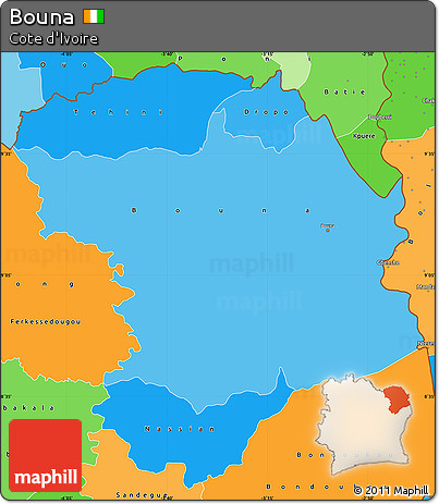 Political Shades Simple Map of Bouna