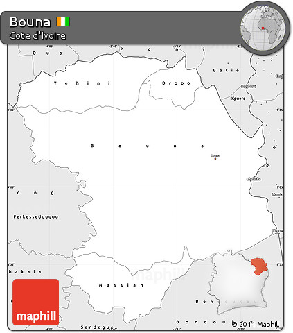 Silver Style Simple Map of Bouna