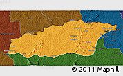 Political 3D Map of Tehini, darken