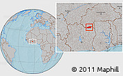 Gray Location Map of Tehini, hill shading