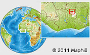 Physical Location Map of Tehini, highlighted parent region, within the entire country