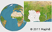 Satellite Location Map of Tehini, highlighted country