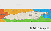Shaded Relief Panoramic Map of Tehini, political outside
