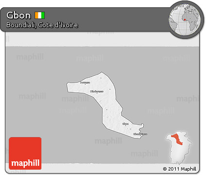 Gray 3D Map of Gbon, single color outside