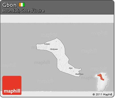 Gray 3D Map of Gbon, single color outside